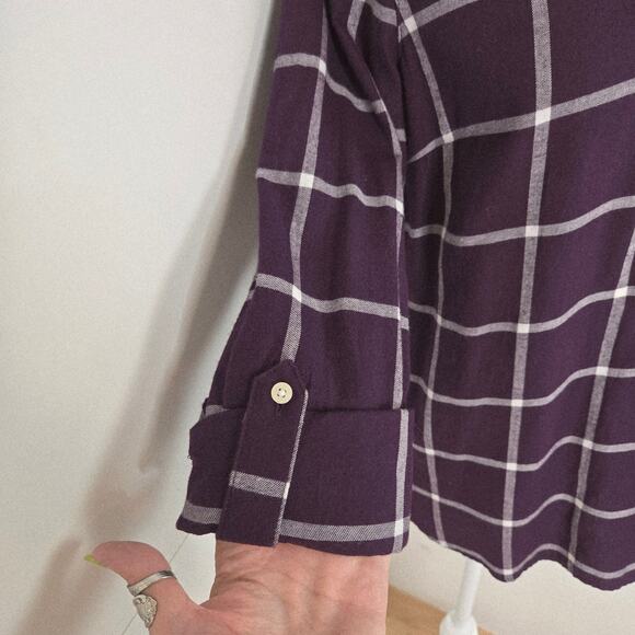 Tommy Hilfiger NWT Bordeaux Plaid collared shirt 1/2 button down Small purple - Picture 11 of 16